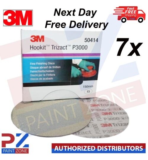 7X 3M Trizact P3000 150mm 6" Hookit Fine Finishing Sanding Discs 50414